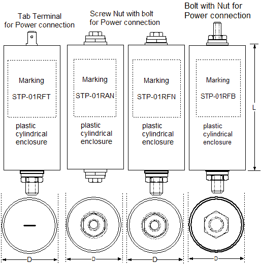 High Voltage Snubber Kondensatorer tegning RFT RFB RFN RAN