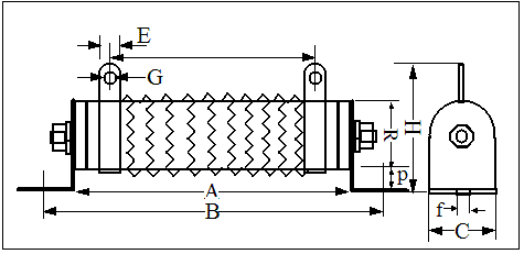 Ribbon Wound Resistor DQR-F výkres